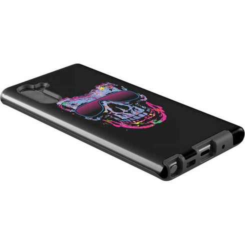 Liquid Blue Neon Skull with Glasses Galaxy Note 10 Pro Case