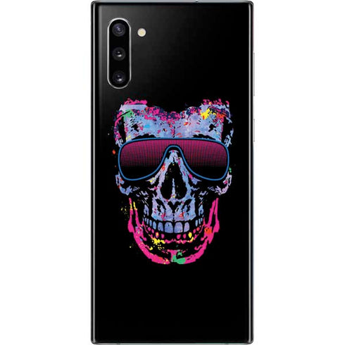 Liquid Blue Neon Skull with Glasses Galaxy Note 10 Skin