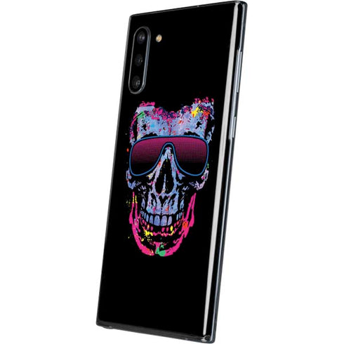 Liquid Blue Neon Skull with Glasses Galaxy Note 10 Skin