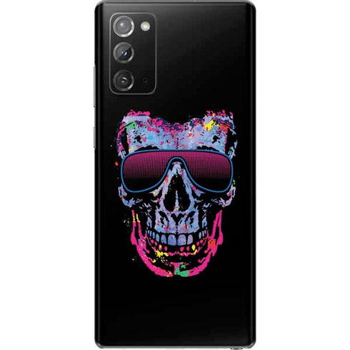 Liquid Blue Neon Skull with Glasses Galaxy Note20 5G Skin