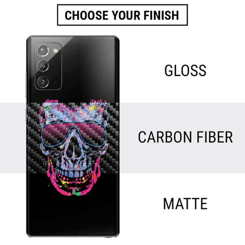 Liquid Blue Neon Skull with Glasses Galaxy Note20 5G Skin