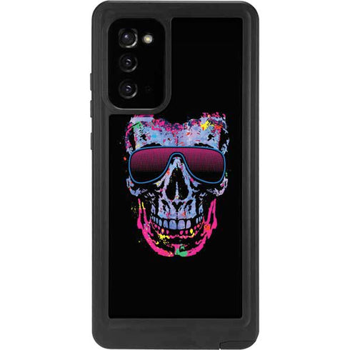 Liquid Blue Neon Skull with Glasses Galaxy Note20 5G Waterproof Case