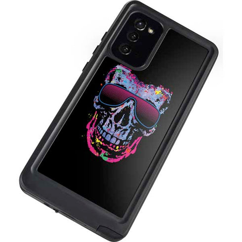 Liquid Blue Neon Skull with Glasses Galaxy Note20 5G Waterproof Case
