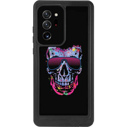 Liquid Blue Neon Skull with Glasses Galaxy Note20 Ultra 5G Waterproof Case