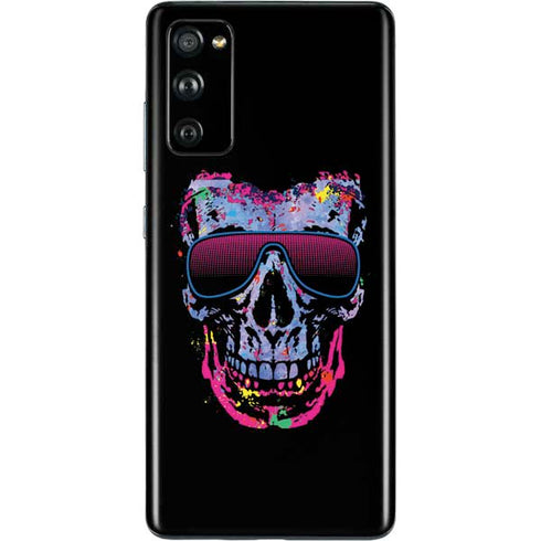 Liquid Blue Neon Skull with Glasses Galaxy S20 Fan Edition Skin