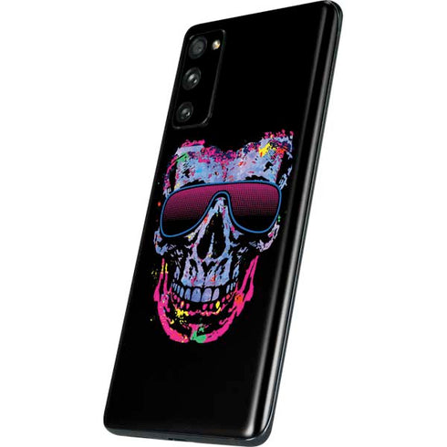 Liquid Blue Neon Skull with Glasses Galaxy S20 Fan Edition Skin