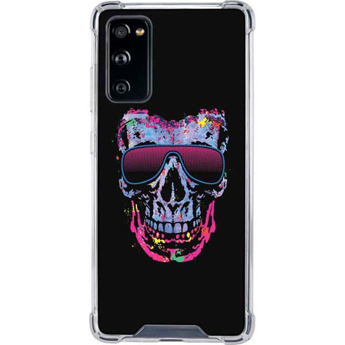 Liquid Blue Neon Skull with Glasses Galaxy S20 FE Clear Case