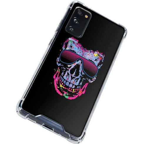 Liquid Blue Neon Skull with Glasses Galaxy S20 FE Clear Case