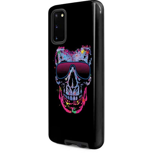 Liquid Blue Neon Skull with Glasses Galaxy S20 Pro Case