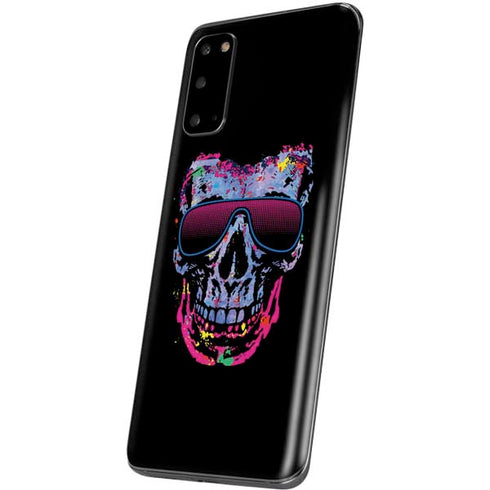 Liquid Blue Neon Skull with Glasses Galaxy S20 Skin