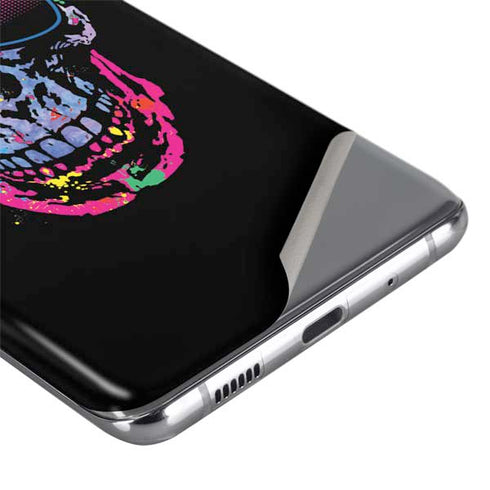 Liquid Blue Neon Skull with Glasses Galaxy S20 Skin
