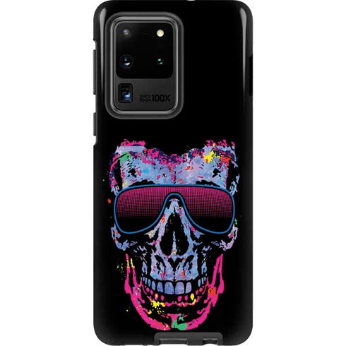Liquid Blue Neon Skull with Glasses Galaxy S20 Ultra 5G Pro Case
