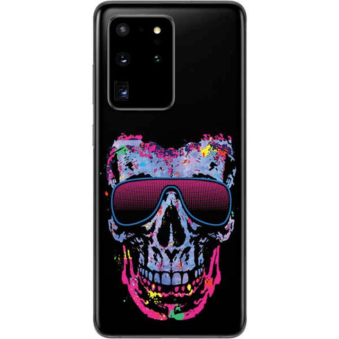 Liquid Blue Neon Skull with Glasses Galaxy S20 Ultra 5G Skin