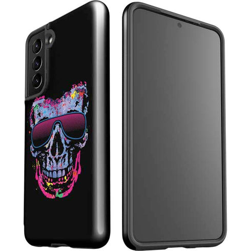 Liquid Blue Neon Skull with Glasses Galaxy S21 5G Pro Case