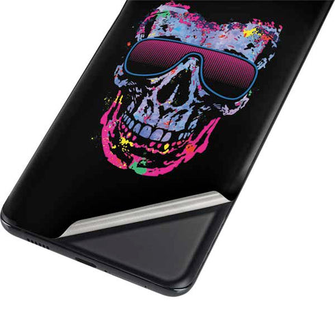 Liquid Blue Neon Skull with Glasses Galaxy S21 Plus 5G Skin