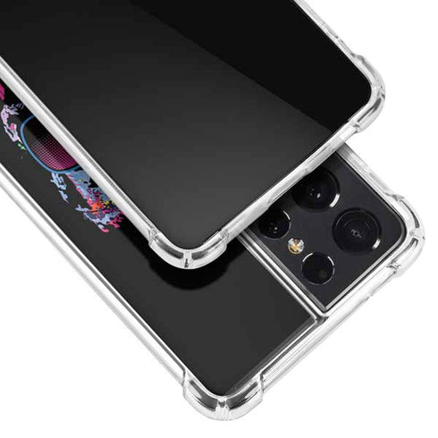 Liquid Blue Neon Skull with Glasses Galaxy S21 Ultra 5G Clear Case