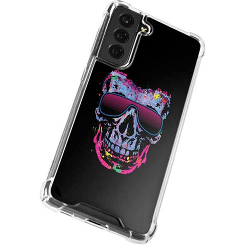 Liquid Blue Neon Skull with Glasses Galaxy S22 Plus Clear Case