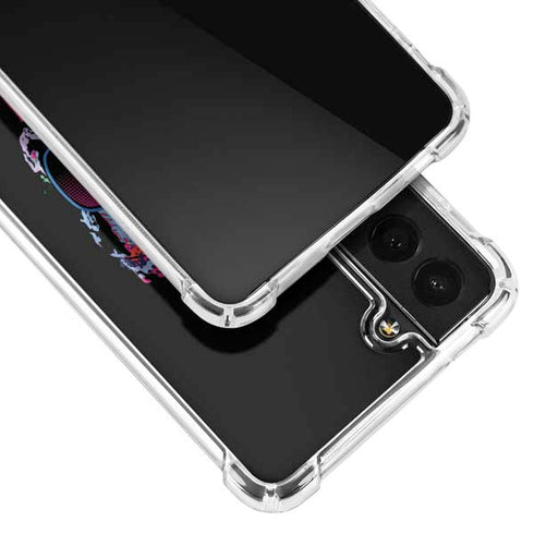 Liquid Blue Neon Skull with Glasses Galaxy S22 Plus Clear Case