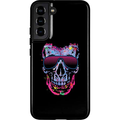 Liquid Blue Neon Skull with Glasses Galaxy S22 Plus Pro Case