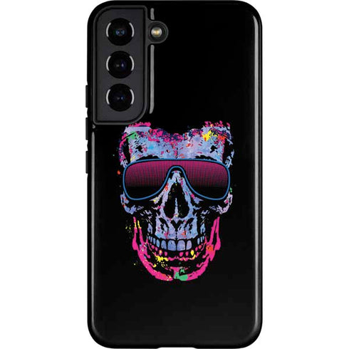 Liquid Blue Neon Skull with Glasses Galaxy S22 Pro Case