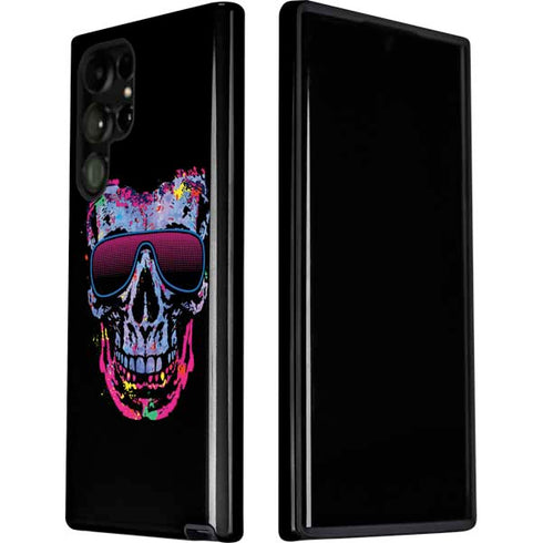Liquid Blue Neon Skull with Glasses Galaxy S22 Ultra Pro Case