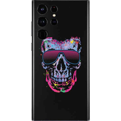 Liquid Blue Neon Skull with Glasses Galaxy S22 Ultra Skin