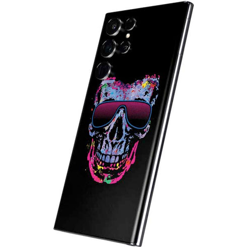 Liquid Blue Neon Skull with Glasses Galaxy S22 Ultra Skin