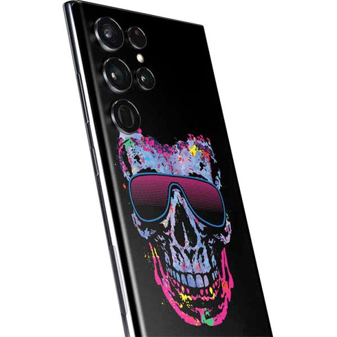 Liquid Blue Neon Skull with Glasses Galaxy S22 Ultra Skin