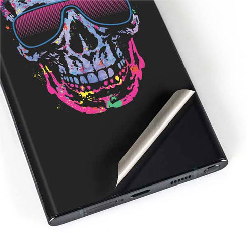 Liquid Blue Neon Skull with Glasses Galaxy S22 Ultra Skin