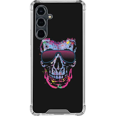 Liquid Blue Neon Skull with Glasses Galaxy S23 FE Clear Case