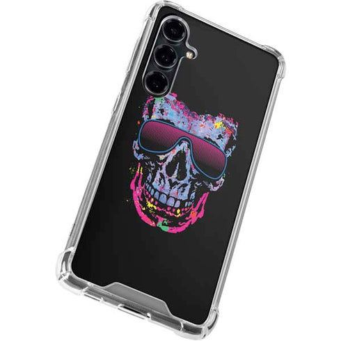 Liquid Blue Neon Skull with Glasses Galaxy S23 FE Clear Case