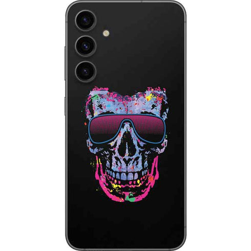 Liquid Blue Neon Skull with Glasses Galaxy S23 FE Skin