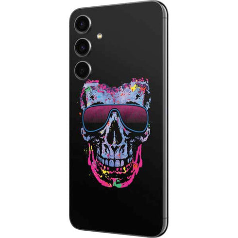 Liquid Blue Neon Skull with Glasses Galaxy S23 FE Skin