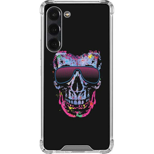Liquid Blue Neon Skull with Glasses Galaxy S23 Plus Clear Case