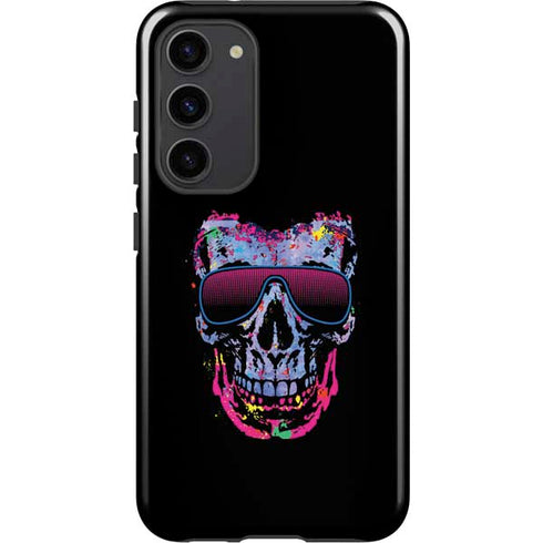 Liquid Blue Neon Skull with Glasses Galaxy S23 Plus Pro Case