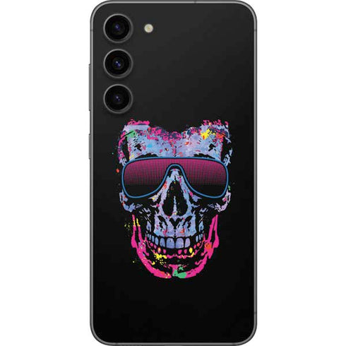 Liquid Blue Neon Skull with Glasses Galaxy S23 Plus Skin