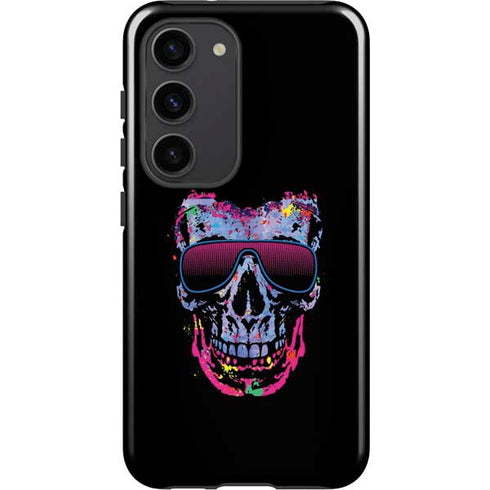 Liquid Blue Neon Skull with Glasses Galaxy S23 Pro Case