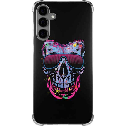 Liquid Blue Neon Skull with Glasses Galaxy S24 Plus Clear Case