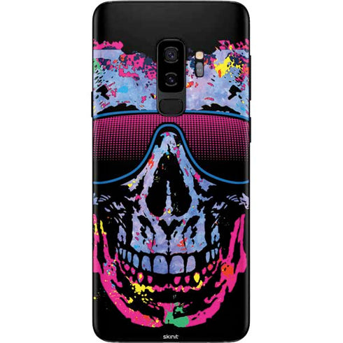 Liquid Blue Neon Skull with Glasses Galaxy S9 Plus Skin