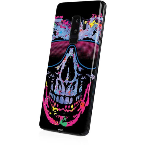 Liquid Blue Neon Skull with Glasses Galaxy S9 Plus Skin