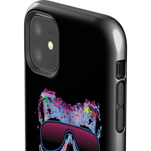Liquid Blue Neon Skull with Glasses iPhone 11 Impact Case