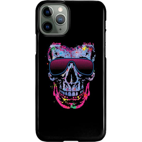 Liquid Blue Neon Skull with Glasses iPhone 11 Pro Lite Case