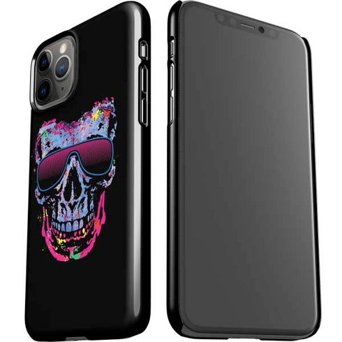 Liquid Blue Neon Skull with Glasses iPhone 11 Pro Lite Case
