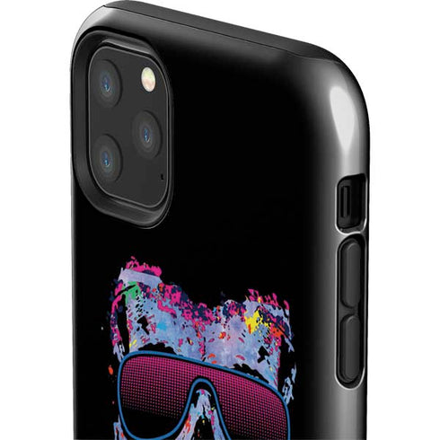 Liquid Blue Neon Skull with Glasses iPhone 11 Pro Max Impact Case