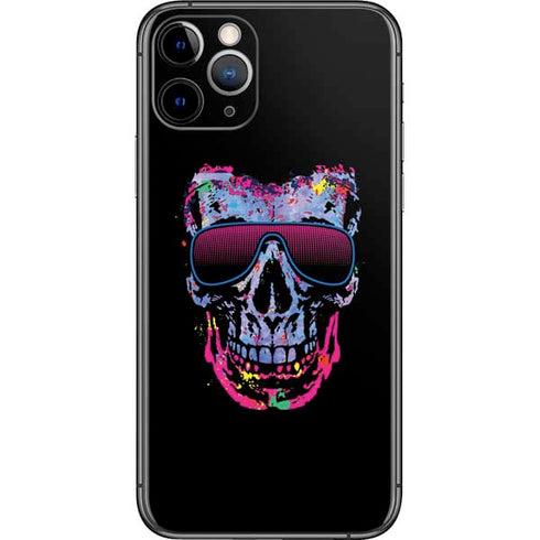 Liquid Blue Neon Skull with Glasses iPhone 11 Pro Skin