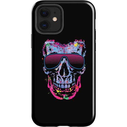 Liquid Blue Neon Skull with Glasses iPhone 12 Impact Case