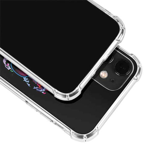 Liquid Blue Neon Skull with Glasses iPhone 12 Mini Clear Case