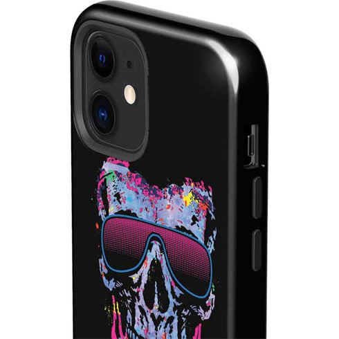 Liquid Blue Neon Skull with Glasses iPhone 12 Mini Impact Case