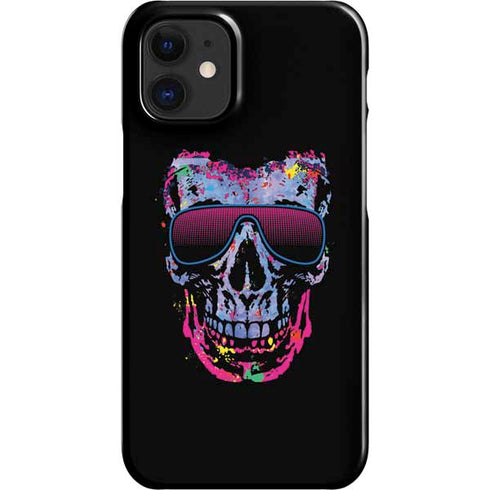 Liquid Blue Neon Skull with Glasses iPhone 12 Mini Lite Case