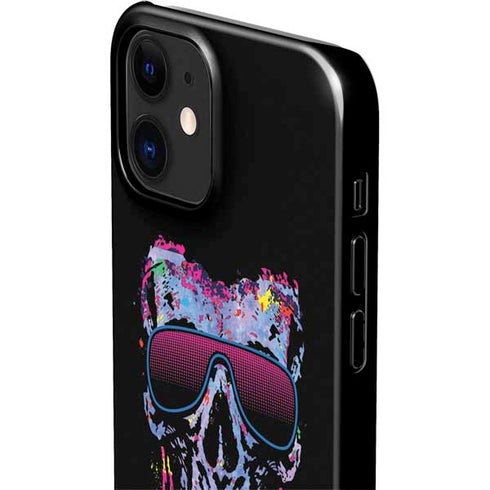 Liquid Blue Neon Skull with Glasses iPhone 12 Mini Lite Case